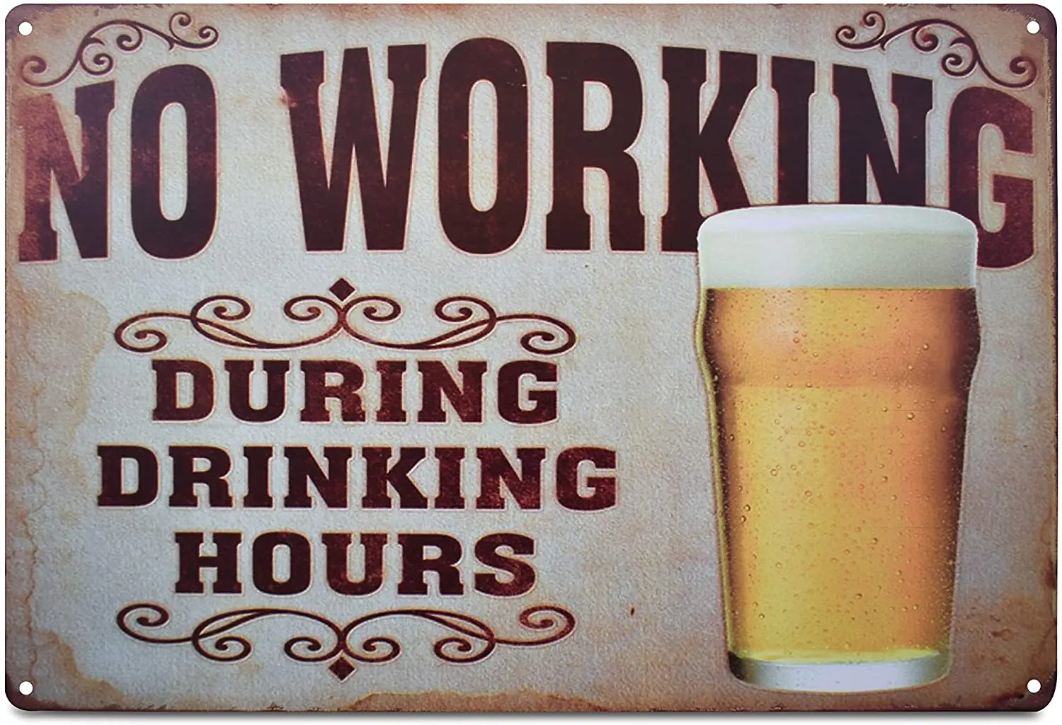 K & H drinking time no work tin metal sign family bar restaurant wall decoration 30.48 x 20.32 cm (no work)c