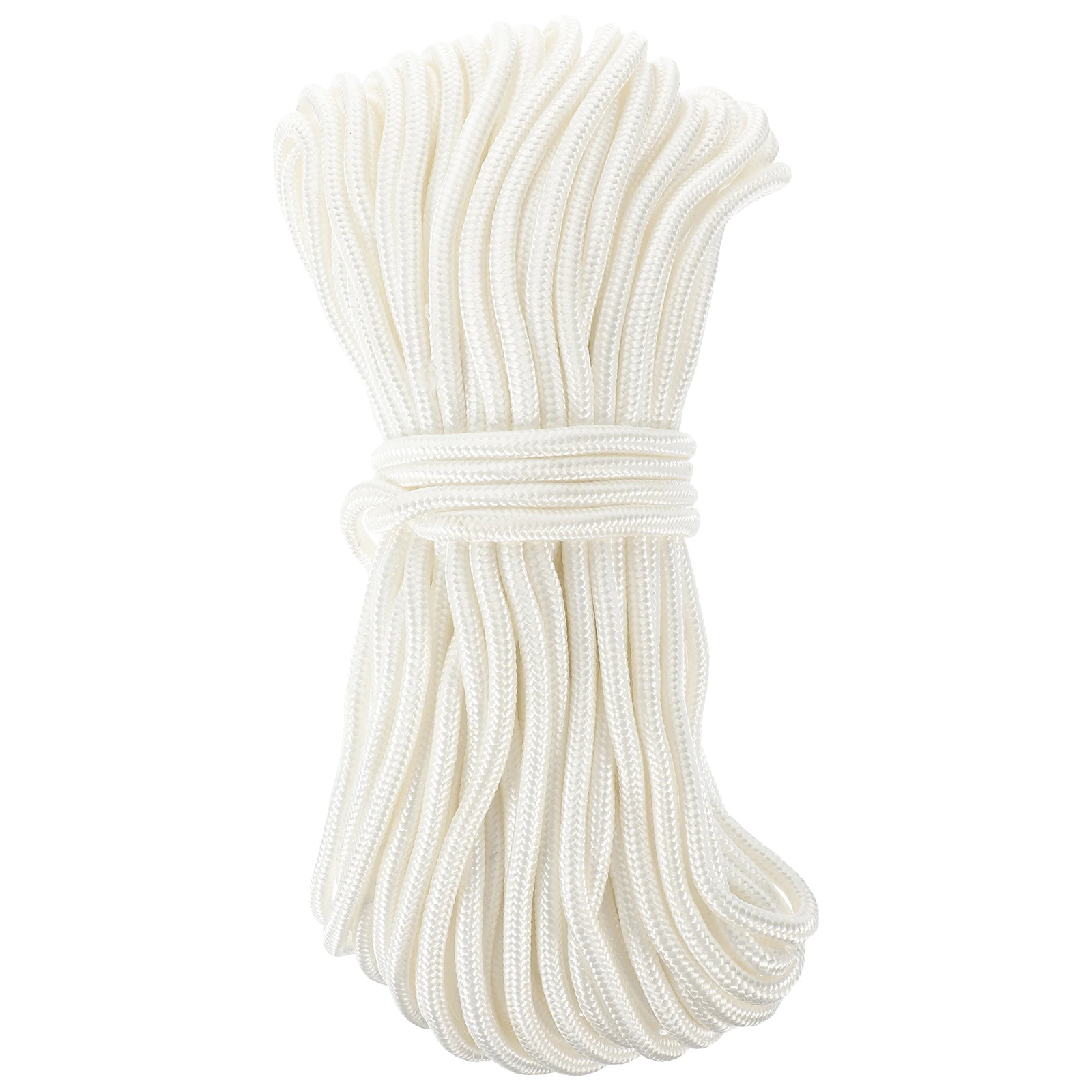 Corda in nylon intrecciato solido da 30 m e corda resistente agli agenti atmosferici per campeggio, sport indoor e outdoor, 6 mm (bianco)