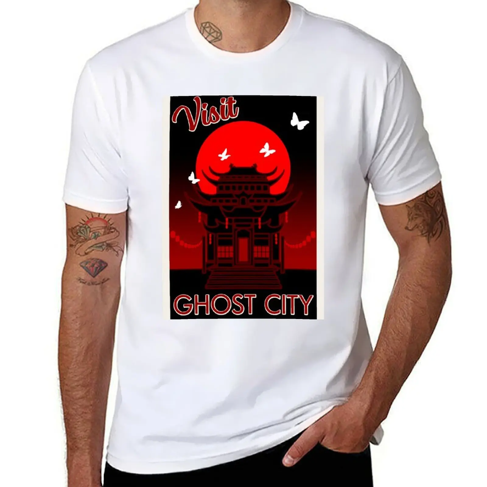 

Ghost City retro travel poster - TGCF T-Shirt anime t shirts for man t shirts for man graphic funny T-Shirt