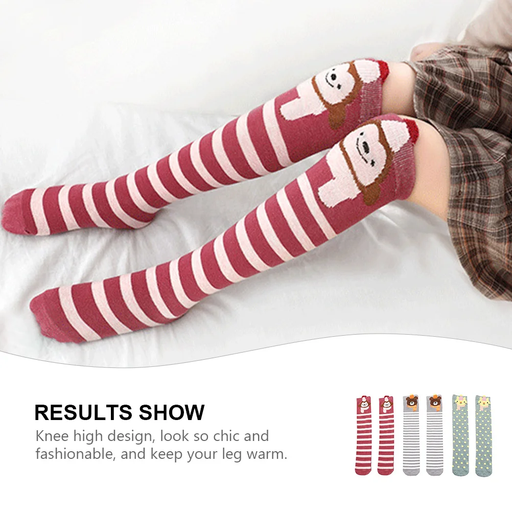 

3pcs Kids Knee High Socks Cartoon Warm Stockings For Children 3-12 Years Girls Boys Birthday Holiday Gift Cotton Sock