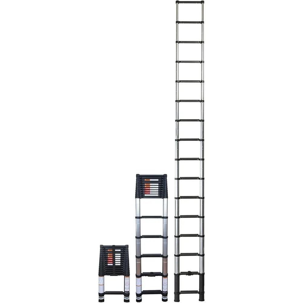 Contractor Series 155+/300 Aluminum Telescoping Ladder 15.5 Ft Extension Ladder Certified ANSI Type 1A-300lbs