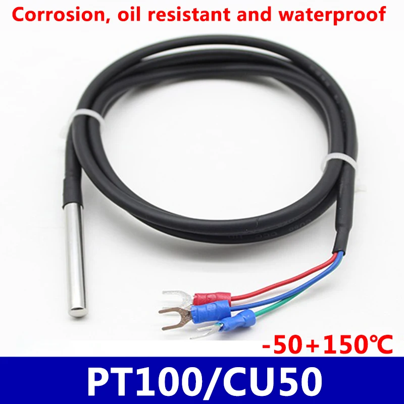 

Pt100/CU50 waterproof temperature sensor three wire platinum thermistor silicon protection wire,oil resistant,heat-resistant