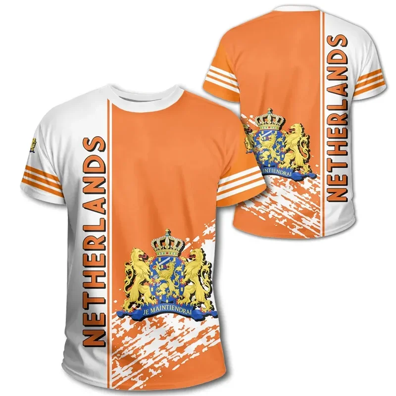 NIEDERLÄNDISCHE Flagge 3D-Druck Sport Schnelltrocknend Breatha Herren T-Shirt Outdoor Fußball Uniform Team Training Eltern-Kind Kurzarm – Detail 18