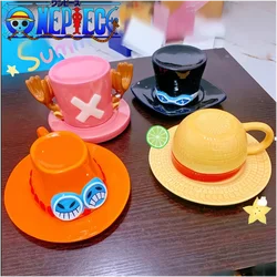 Vajilla de cerámica de dibujos animados para el hogar, Luffy cuenco de sombrero de paja, decoraciones de taza de agua, figura de Anime, tazón de Ramen lindo, gran oferta