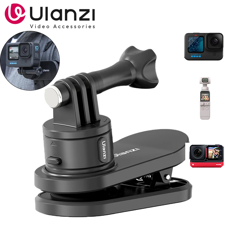 Ulanzi Magnetic Backpack Clip Clamp 360° Rotation  For GoPro Hero 13 11 10 9 8 7 Insta360 X3 DJI mini 3 Action Camera Accessory