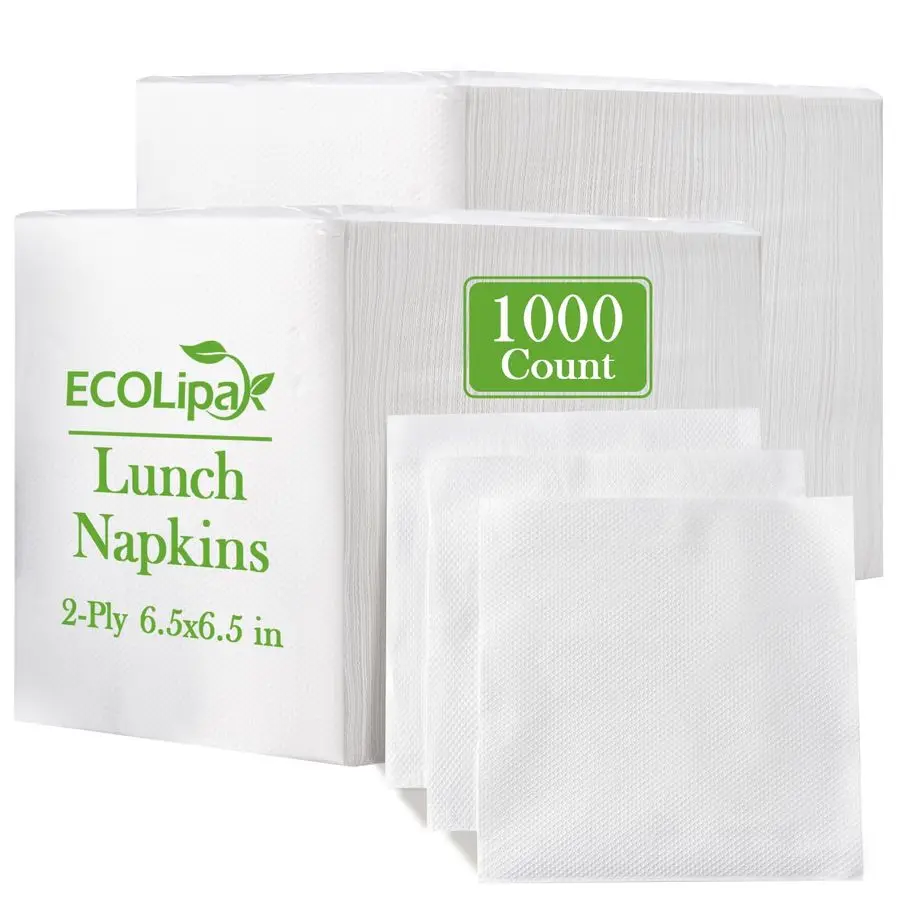 

Lunch Napkins Bulk, 1000 Count Everyday Paper Napkins, 6.56.5 Inch Folded, 2Ply Soft And Absorbent for Dinner, Gathering, Bar, R