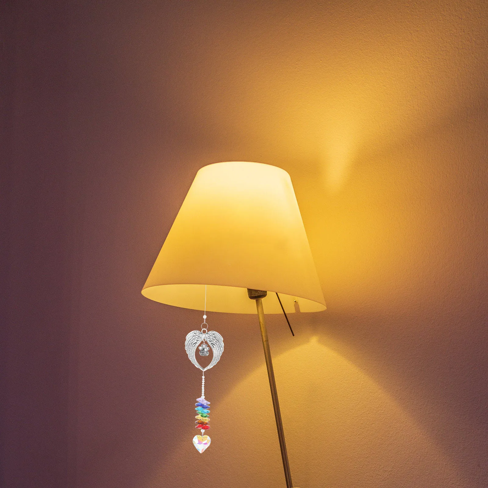 

Heart Shape Crystal Hanging Sun Catcher Pendant Window Decor Angel Wings Romantic Crystal Prism Suncatcher Ornament for Home