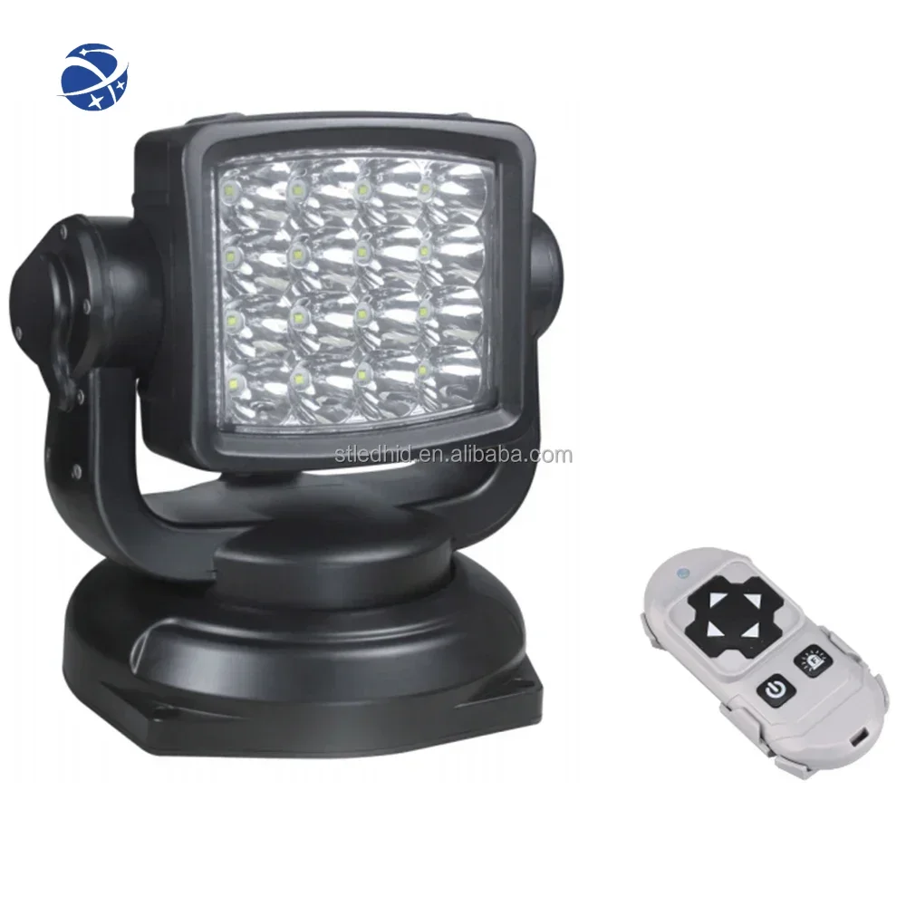 Marine 80w magnet base high power rescue searching ship sky vehicle mounted search light rotating Remote Control LED searchlight