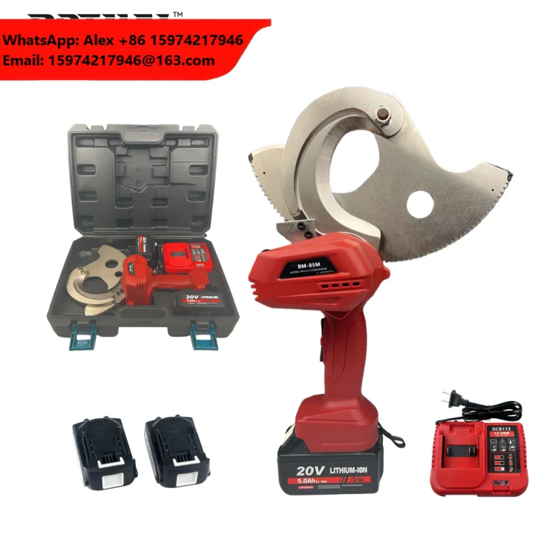 BM-85M Industrial Grade Cordless Cable Cutter Battery-Powered Ratchet Cutting Tool 18V Lithium Battery Spring Steel 85MM Max