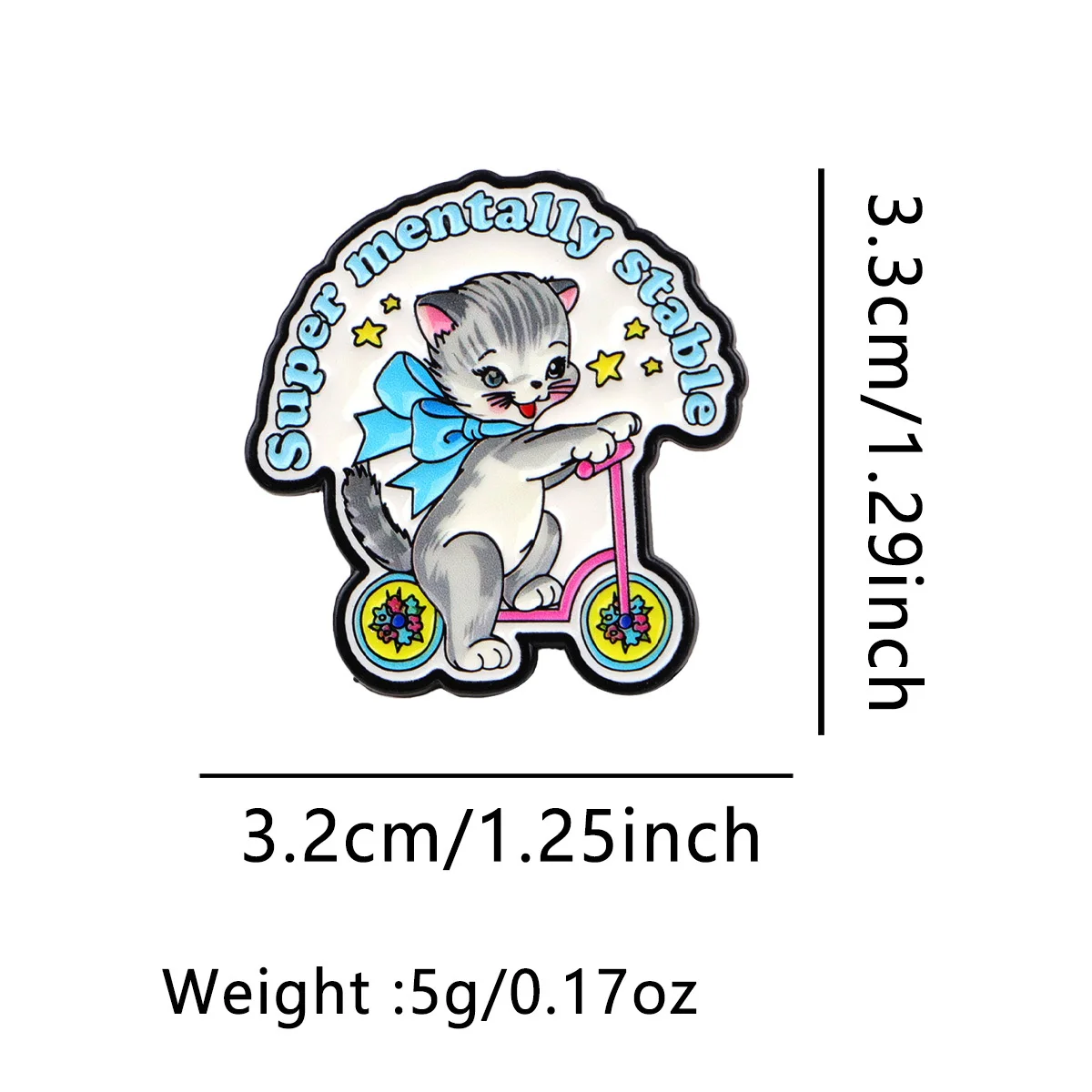 Cute Cartoon Cat Enamel Pin SUPER MENTALLY STABLE Kitten Metal Badge Animal Brooch for Jewelry Accessory Gifts for Men Women