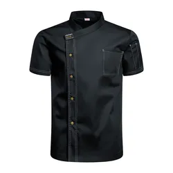 Cook Uniform Chefs Jacket for Men Catering Chef Shirts Summer Restaurant Barber Shop Waiter Shirt Bakery Waiter Working Clothes