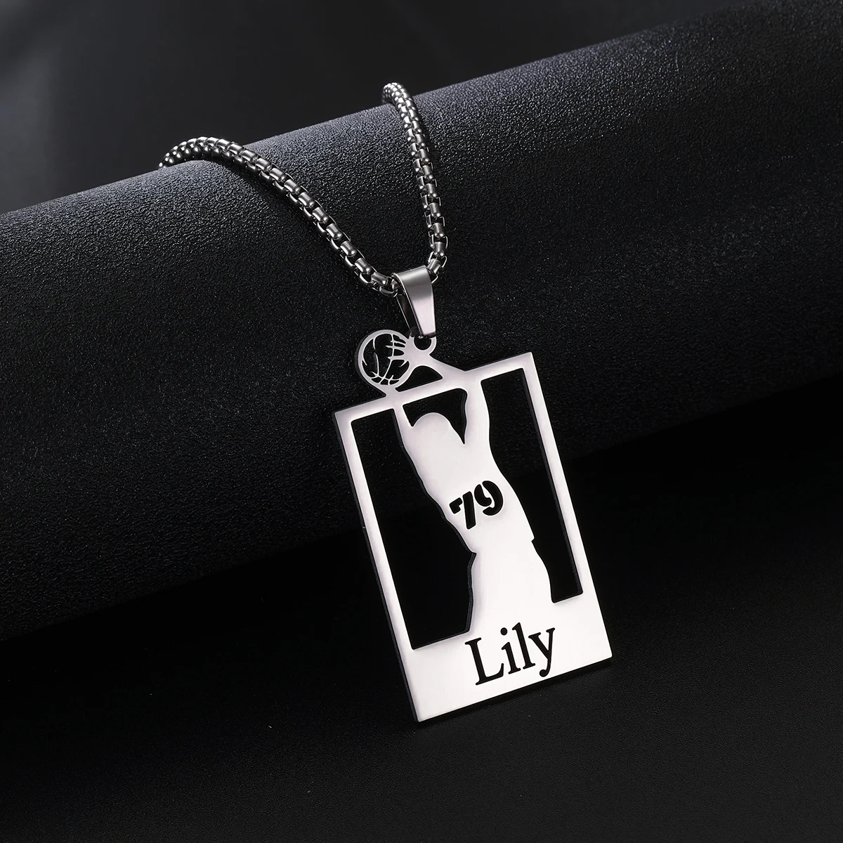 Custom Basketball Themed Name Necklace，Personalized Name & Number Stainless Steel Pendant, Exclusive Jewelry for Sports Fans