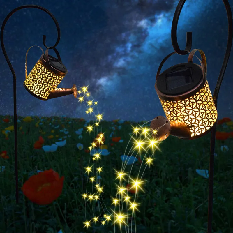 

Solar Watering Can Light Hanging Kettle Lantern Light Waterproof Garden Decor Metal Retro Lamp for Outdoor Table Patio Lawn Yard