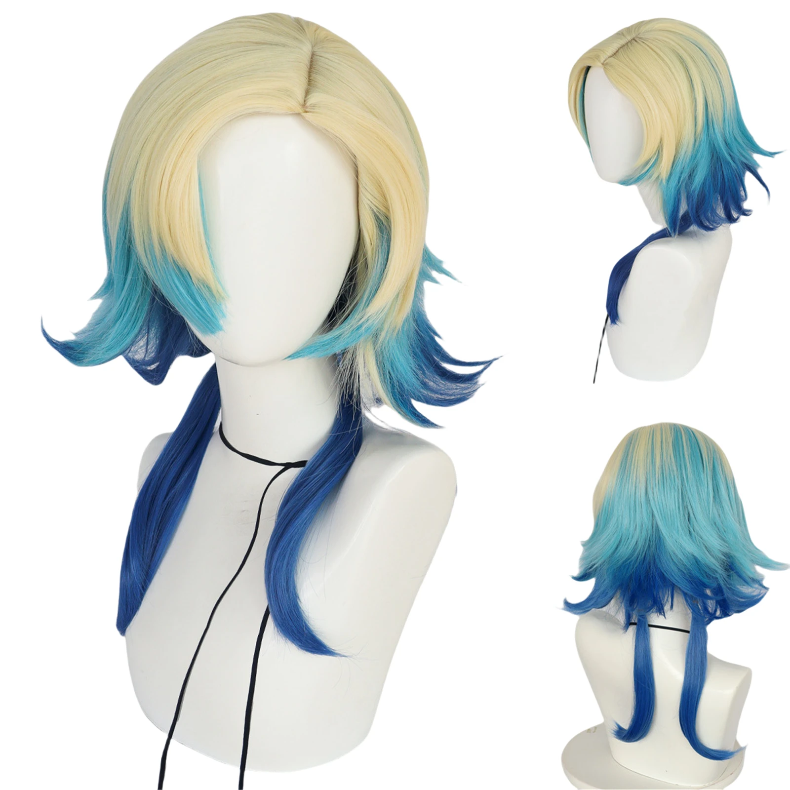 Anime Michael Kaiser Cosplay Wig Yellow Blue Gradient Wig Heat Resistant Synthetic Wigs Halloween Pary Costumes Props