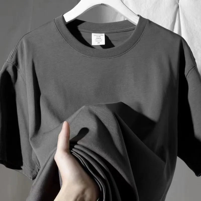 Pure Cotton Black Short Sleeved T-shirt for Women, Versatile Casual Slimming Bottom Shirt Large Top Monochromatic Temperament