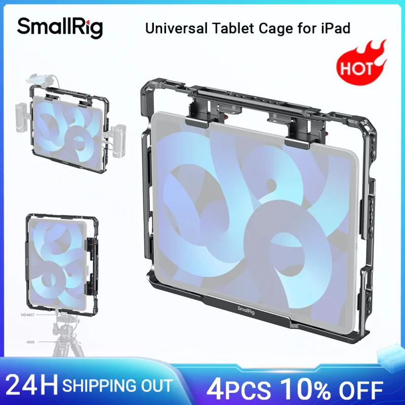 SmallRig uniwersalna klatka na tablet do iPada do iPada Mini do iPada Pro z osłoną przeciwsłoneczną 1/4 "-20 i 3/8"-16 otworów ustalających -MD5059