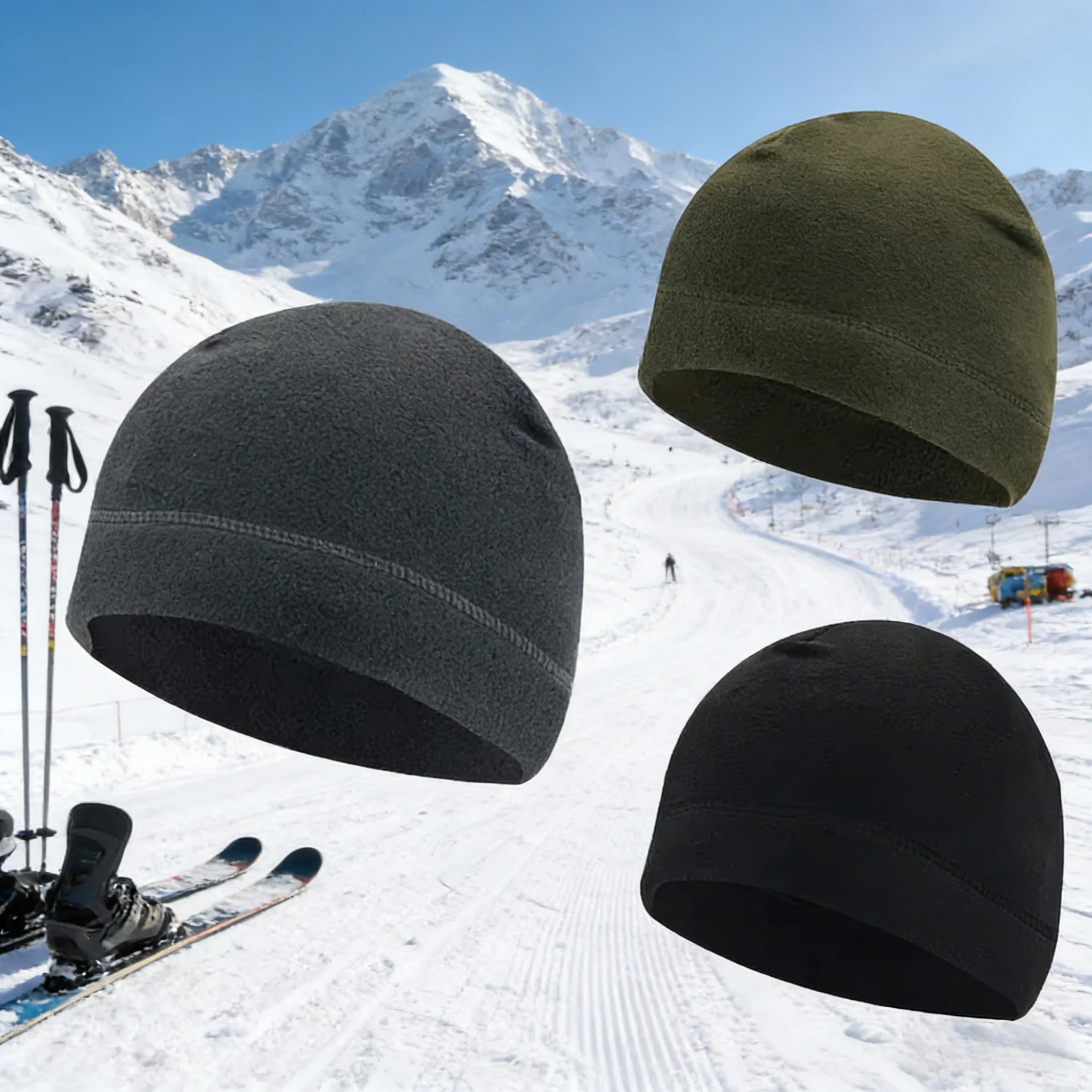 

Warm Winter Skull Cap Soft Polar Fleece Hat Thick Windproof Cap Outdoor Beanie Cap Ski Cap Unisex Suitable For Unisex 2PCS