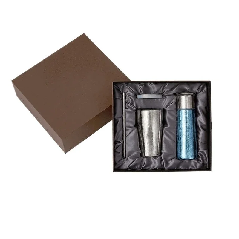 Pure titanium thermos cup double-layer vacuum cup combination Dongyang Jiashu gift box Valentine's Day gift for husband