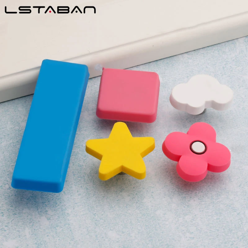 Children Rubber Door Handles Cute Pink Heart Star Moon Cloud Kitchen Cabinet Knobs and Handles Furniture Handle Drawer Pulls