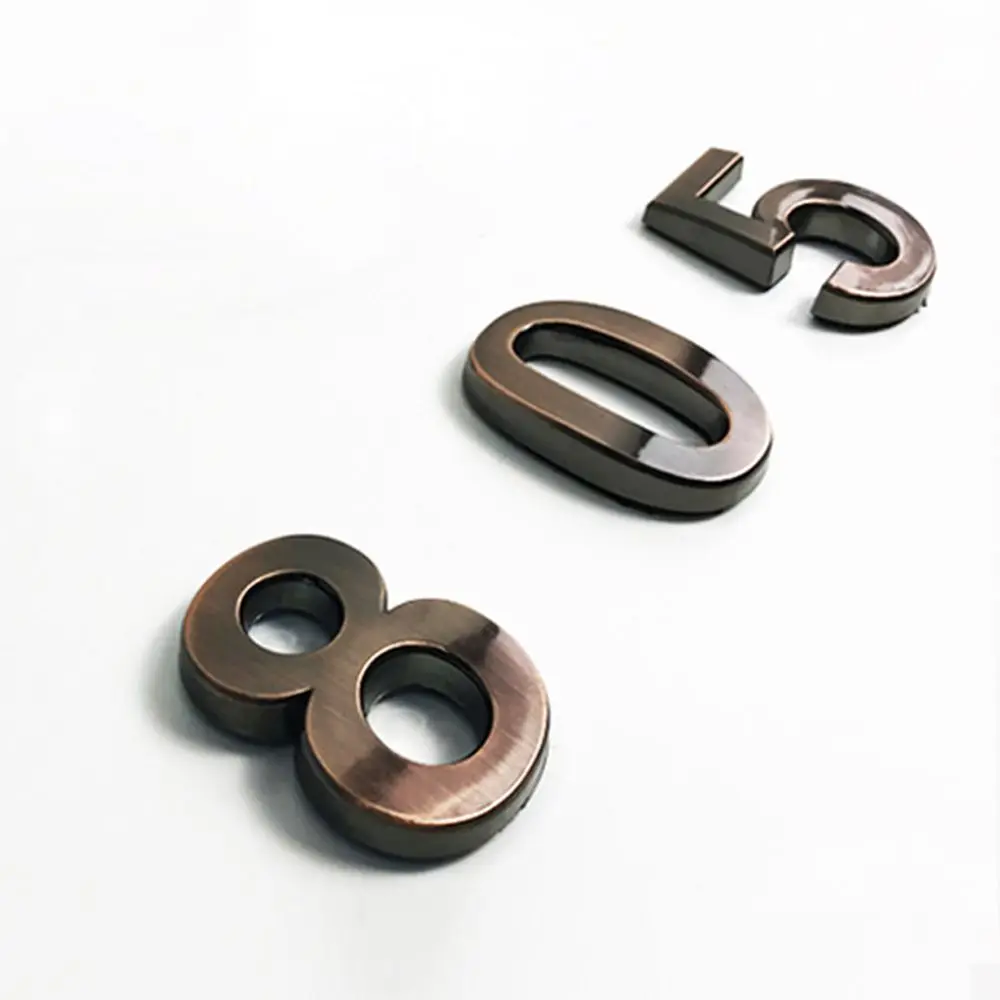 1 PC 3D Bronze Numeral  Self-adhesive Door Plates Room Number Address Sign Digits Sticker view 5