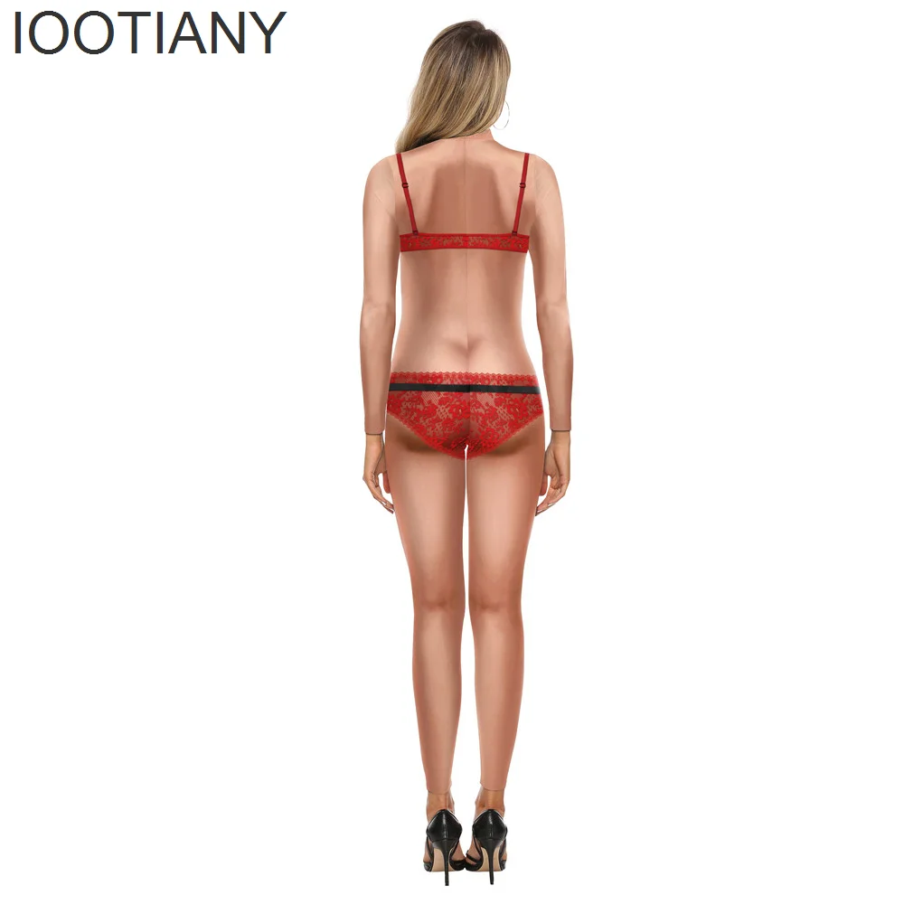 IOOTIAny-Sexy Lace 3D Print Macacão para Mulheres, Natal Carnaval Fantasia Festa Cosplay, Zentai Suit, Adultos Natal Rave Outfits, Bodysuit