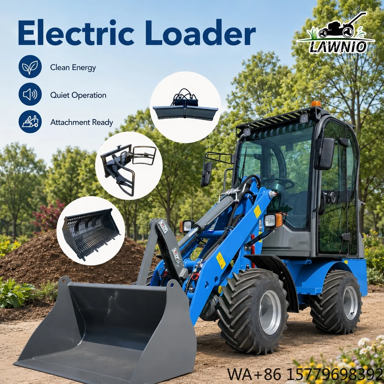 Zero Emission Wheel Loader  20km/h Max Speed with Compact Design for Use Indoors Electric Loader