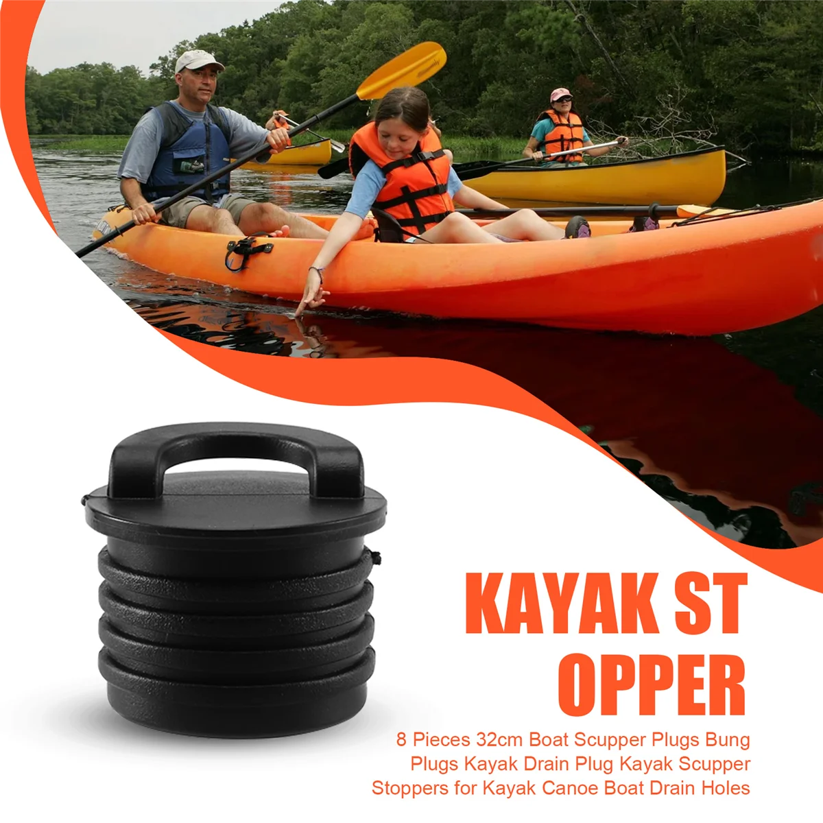 ABAZJ 8 Pezzi 32 Centimetri Barca Scupper Tappi Bung Tappi Kayak Tappo di Scarico Kayak Scupper Tappi per Kayak Canoa Barca Fori di Scarico