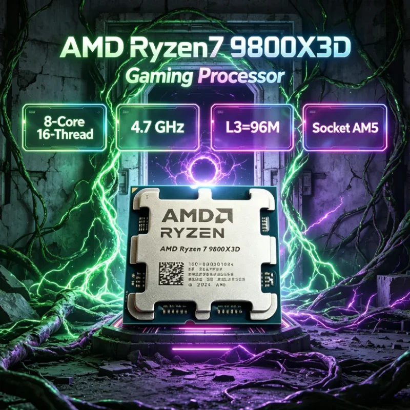 AMD Ryzen 7 9800X3D 8-Core 16-Thread Socket AM5 120W R7 9800X3D Gaming Processor 4NM DDR5 4.7GHz L3=96M