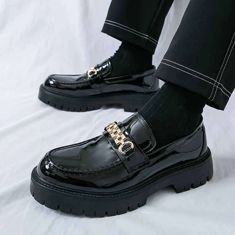 

New Men Fashionable Height-increasing Loafers Casual Thick-soled Wear-resistant Hiking Travel Leather Shoe Sizes 38-46 Men Shoes