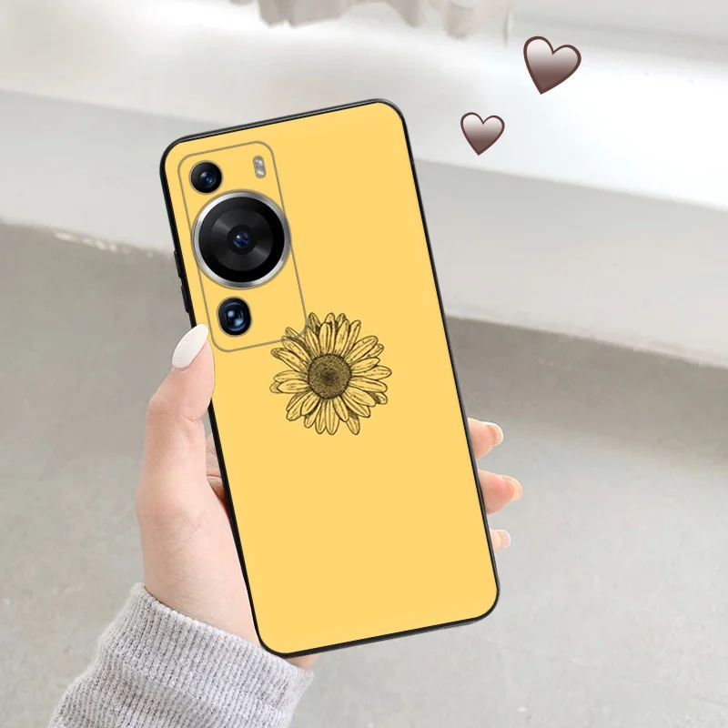 Matte Phone Case for Huawei P20 Pro P Smart P40 P30 Lite Moto G30 G31 G200 OneFusion Retro Daisy Sunflower Soft Black Case Funda