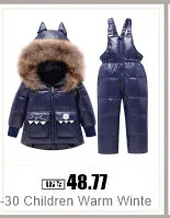 Winter Warm Down Jackets Boys Thicken Jumpsuit Parka Overalls Baby Toddler Girl Clothes Kids Snowsuit Children Clothing Set 2pcs