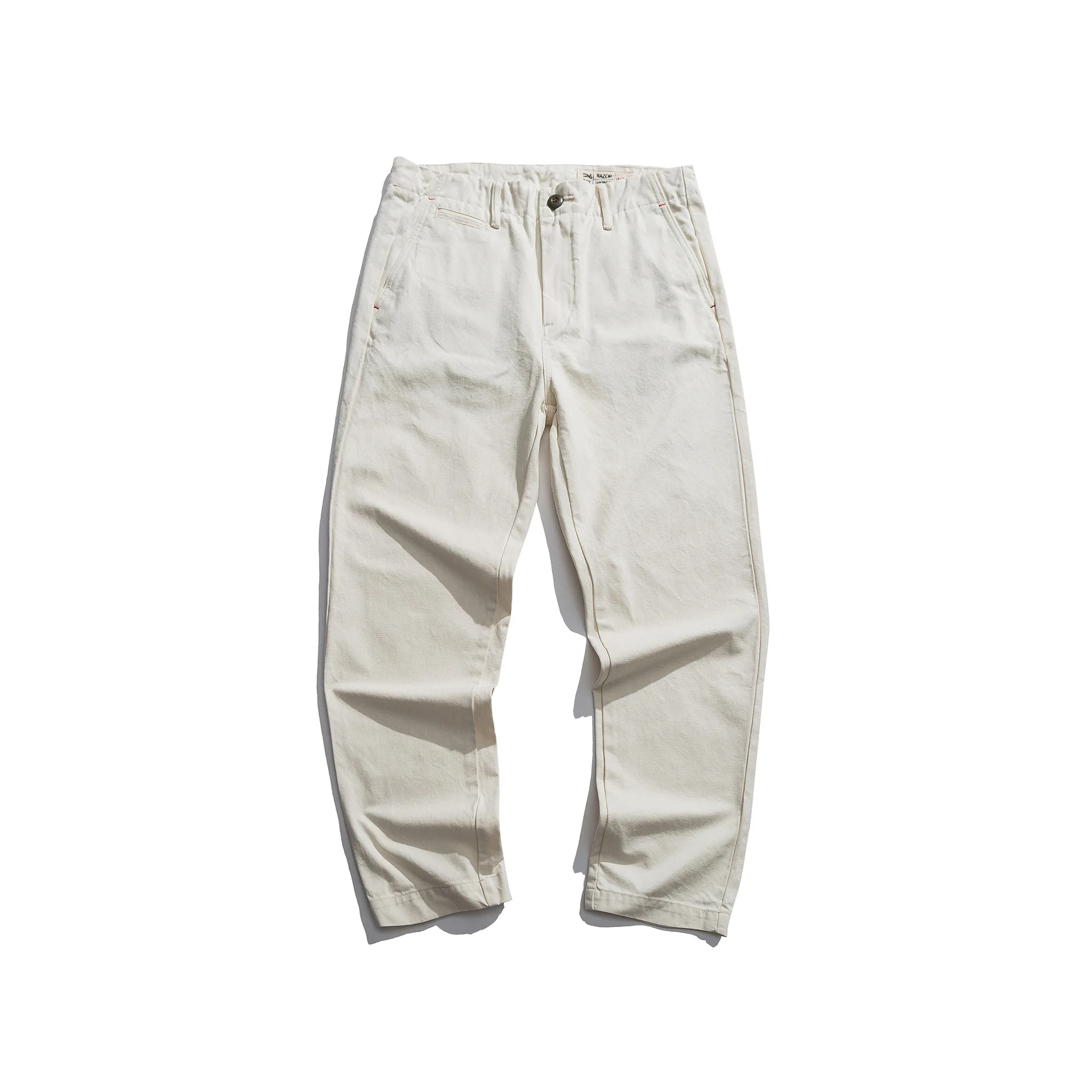 Chigujizao_Autumn and winter men's pure cotton thickened twill casual trousers_solid color multi-color loose straight trousers