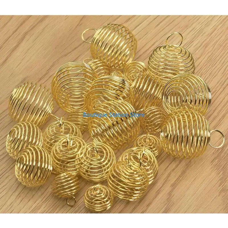 Y55F 30 قطعة قلادة قفص حلية دوامة حبة أقفاص جوفاء قلادة مع حلقة ل أساور يدوية أقراط قلادة صنع المجوهرات