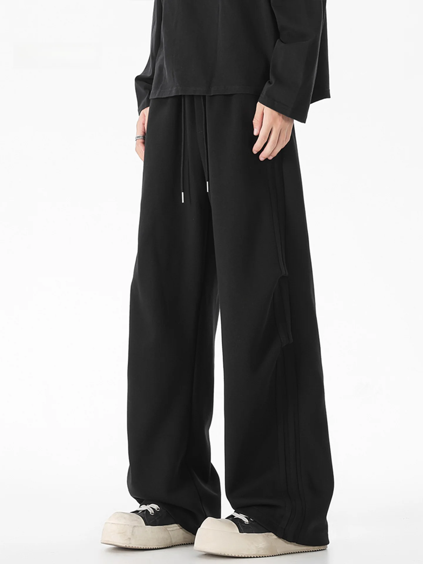 

Мужские повседневные брюки с широкими штанинами на флисовой подкладке, утепленные, осенне-зимние, прямого кроя, свободные, удобные, молодежные, модные