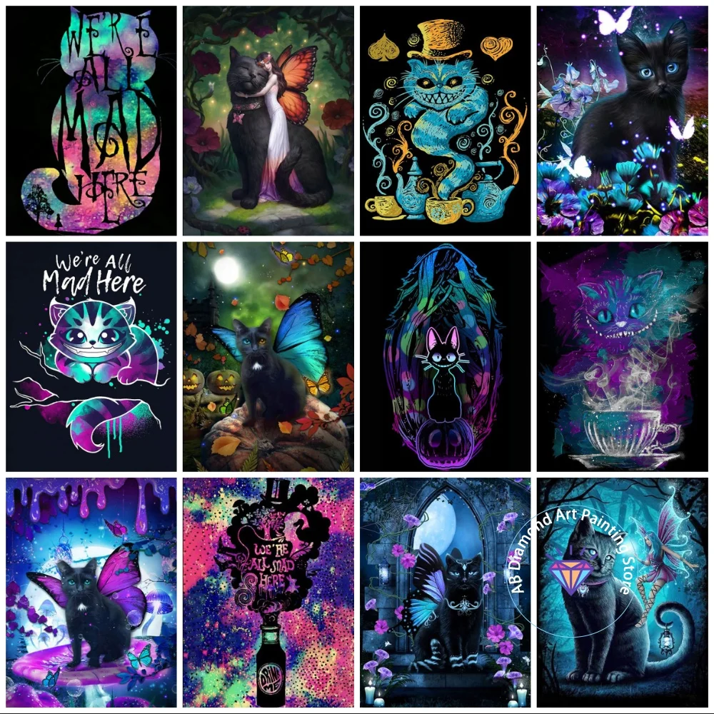 

Animal Cat AB Diamond Painting Kit Square Round Diamond 5D DIY Butterfly Flower Girl Mosaic Handmade Art Gift Home Decoration