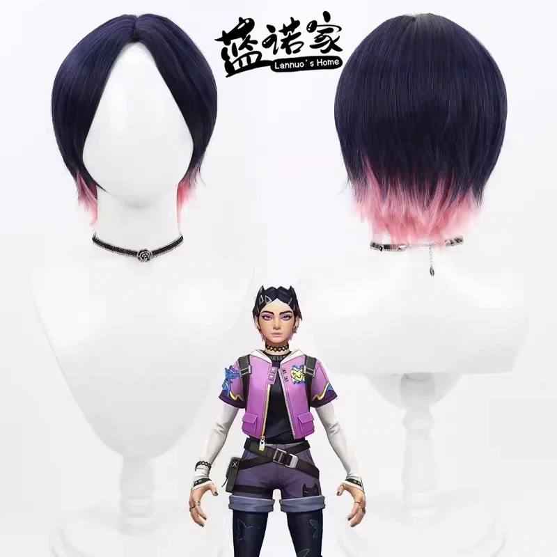

Anime Valorant Clove Cos Cosplay Wig Halloween Carnival Party Props Synthetic Hair Heat Resistant Fiber + Wig Cap