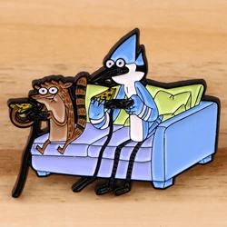 Cartoon Bird and Raccoon Enamel Pins Brooches For Women Badges on Backpack Lapel Pins Fashion Jewelry Clothes Accessories Gift