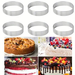 6PCS 6/7/8/9/10CM Stainless Steel Nonstick Perforated Tart Rings Round Cake Ring Metal Pastry Mold for DIY French Dessert Tarte