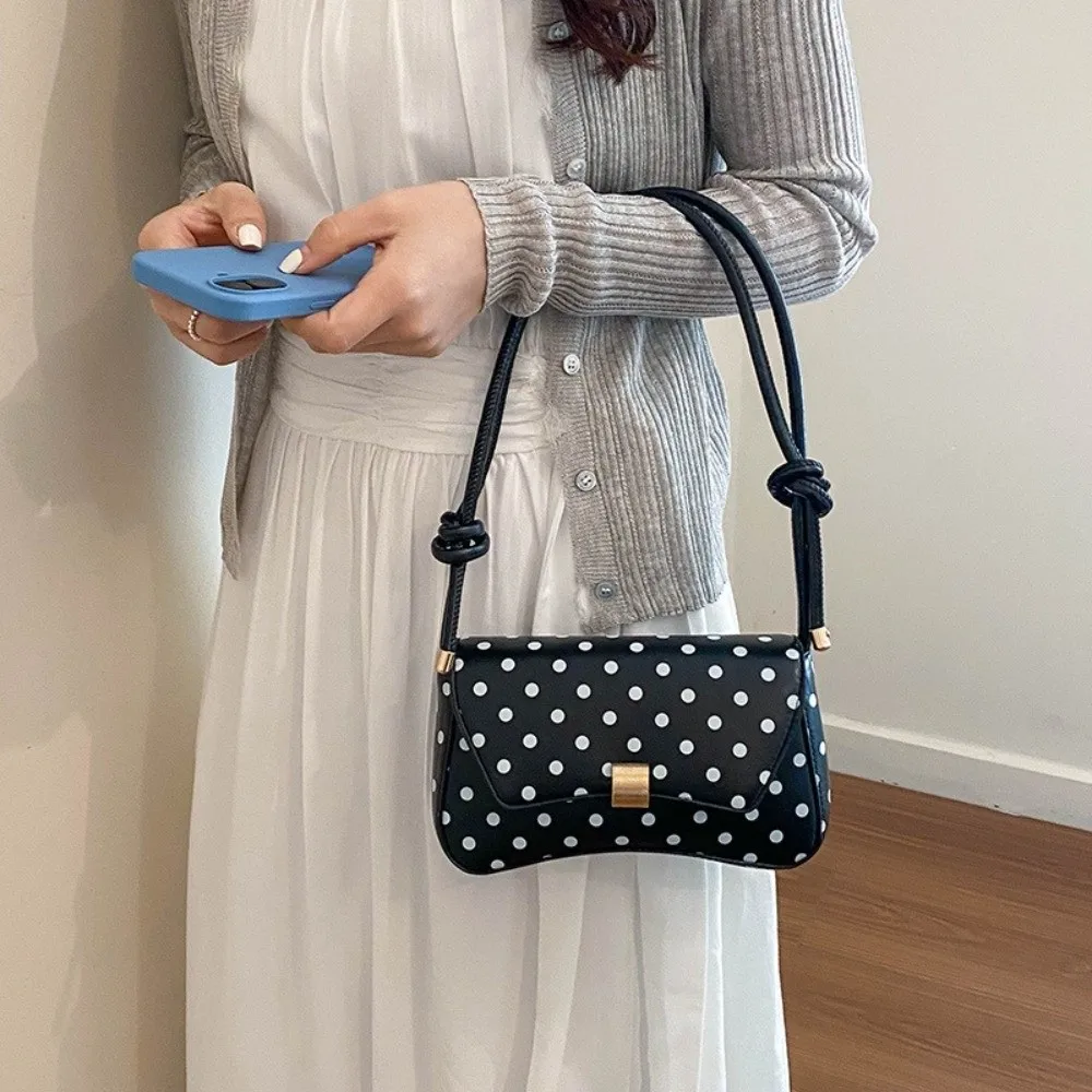 Polka Dot Pattern Flap Underarm Bag Flap Closure Single Shoulder Strap Single Shoulder Bag Large Capacity Korean Style