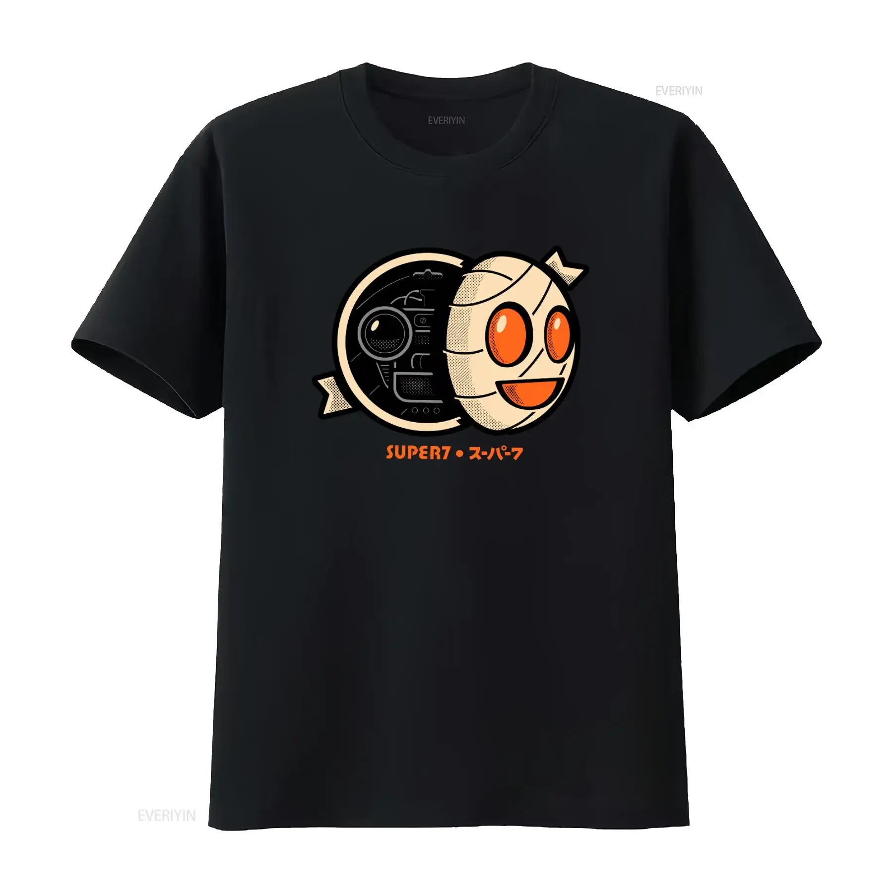 Super7 Men's Medium Black T Shirt with Mummy Boy Robot Face Cartoon Comic Print vintage Washed Soft Top For Everyday Wear