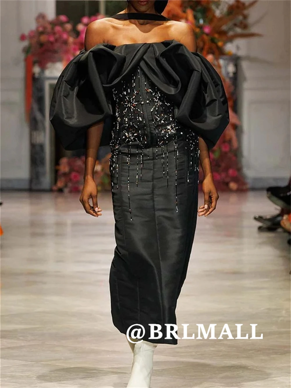 

BRLMALL длинное пышное платье с бисером для женщин, атласные платья с открытыми плечами для торжественных случаев, вечерние платья для выпускного вечера по индивидуальному заказу