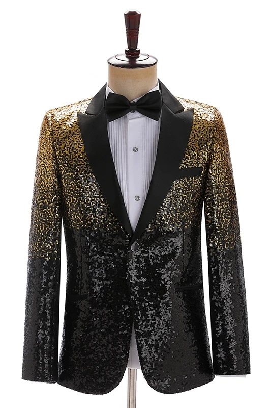 Colorful Gradient Shiny Sequins Suit Top Male Host Model Stage Walk Clothing Bar Nightclub Singer Performance Dress