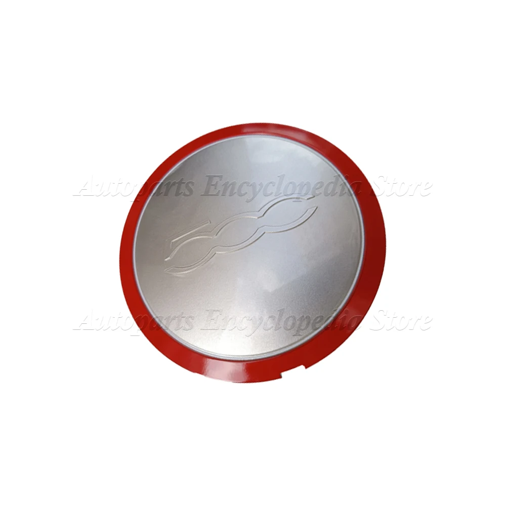 68078421AC New High Quality Frosted Silver Edge/Red Edge 133mm Hubcap 51884863 For Fiat 500 Wheels Center Hub Caps 68078419AC