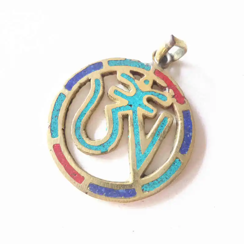 TBP268 Tibetan Metal Brass OM Amulet Pendant for Man image 4