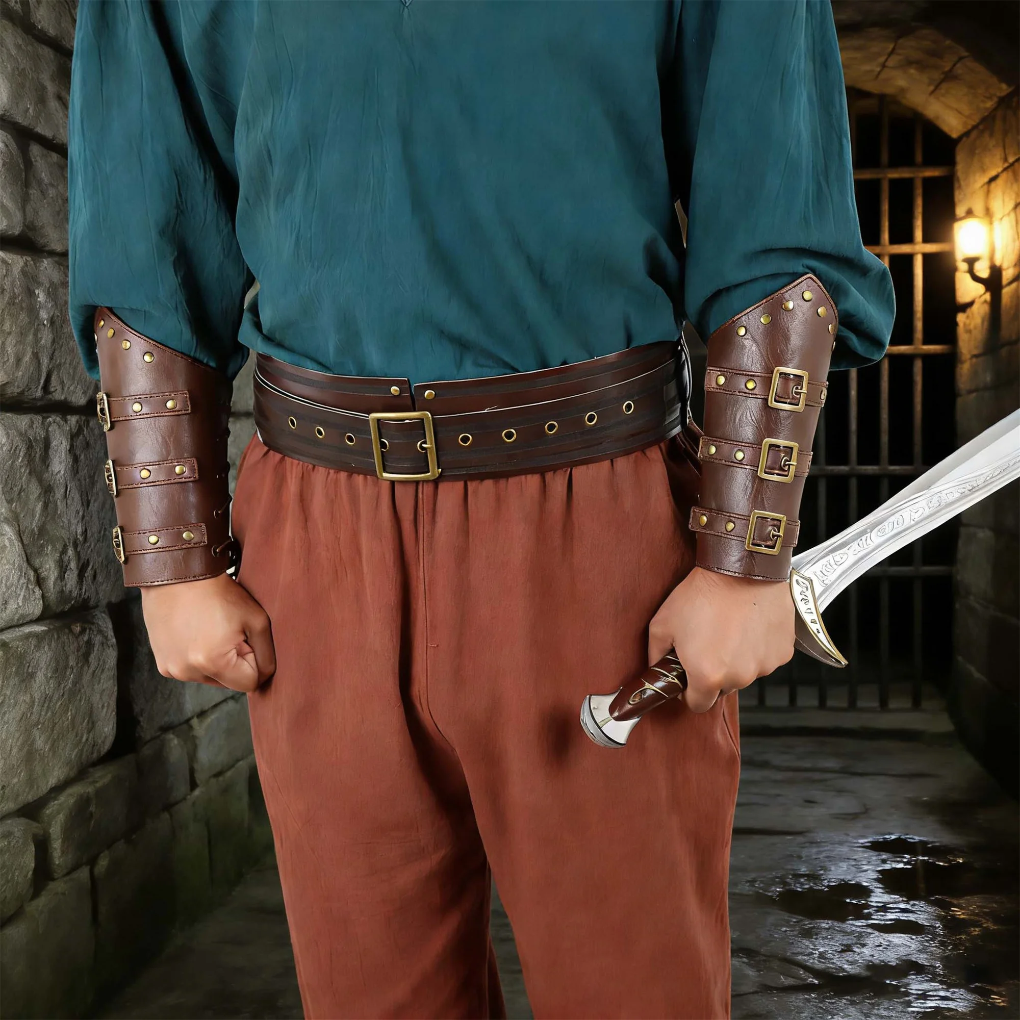 르네상스 바이킹 양각 와이드 벨트 중세풍 인조 가죽 갑 - Men'S Viking Accessories 리뷰 및 가격