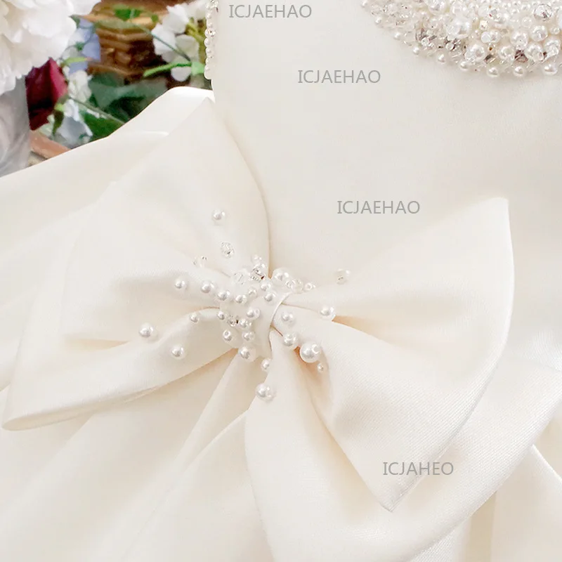

Children Flower Girl White Formal WeddingParty Kids Competition Performance Costume Princess Tutu Dress Baby First Birthday