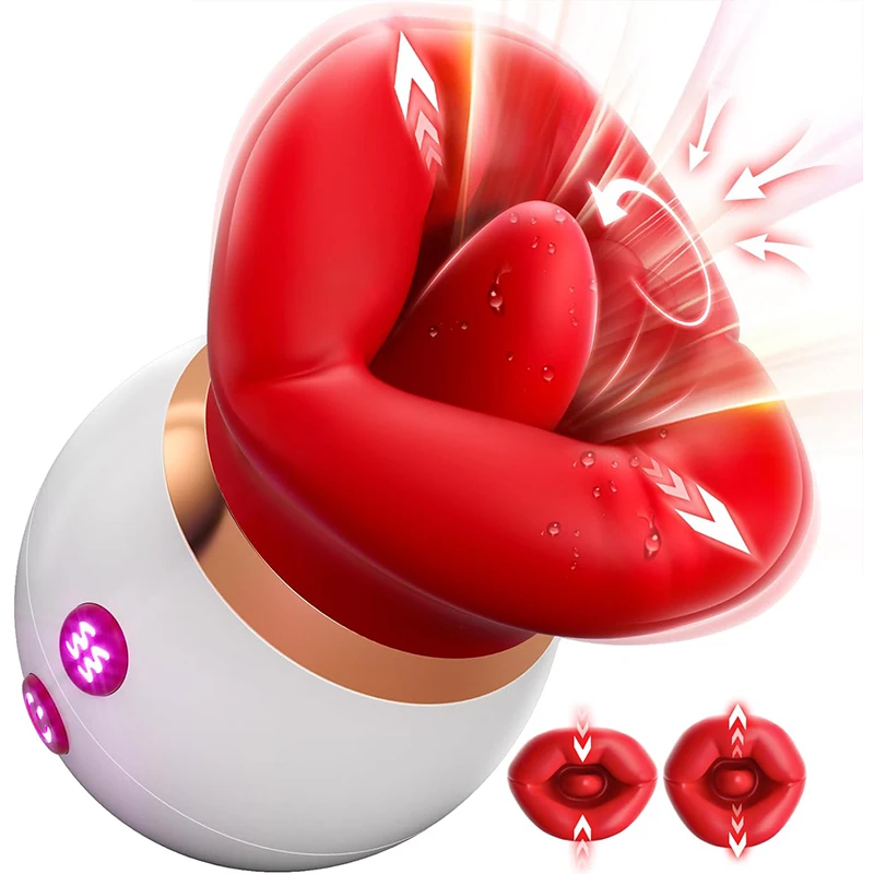 3 IN1 Mouth-Shaped Tongue Licking Vibrator Female Clit Sucker Oral Nipple Clitoris Stimulator Masturbator Sex Toys for Women