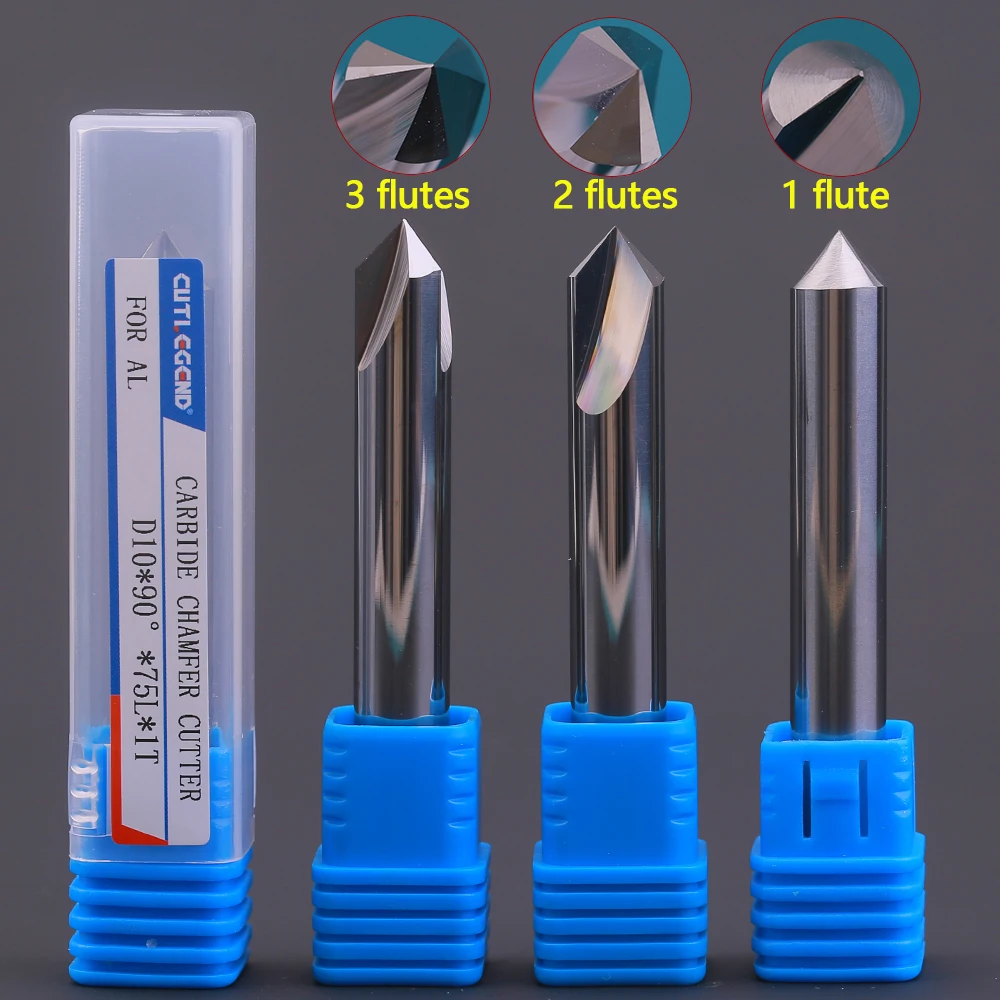 

HRC55 1/2/3 Flutes Tungsten Steel Carbide 90° Degree Chamfer Milling Cutter CNC Router Bit Engraving Endmill Tools Burring Tools