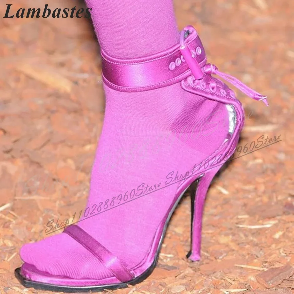 

Stylish Solid Narrow Strap Runway Sandals Thin High Heel Women Shoes Ankle Buckle Strap Open Toe 2024 Fashion Zapatillas Mujer