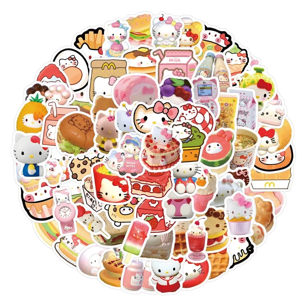 106PCS Japanese Strawberry Hello Kitty Sticker Suitable for Mobile Phone Case DIY Decoration Birthday Gift Luggage Cake Sticker